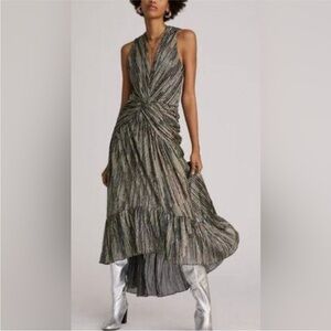 MISA Ava Plunging Twist Maxi Dress